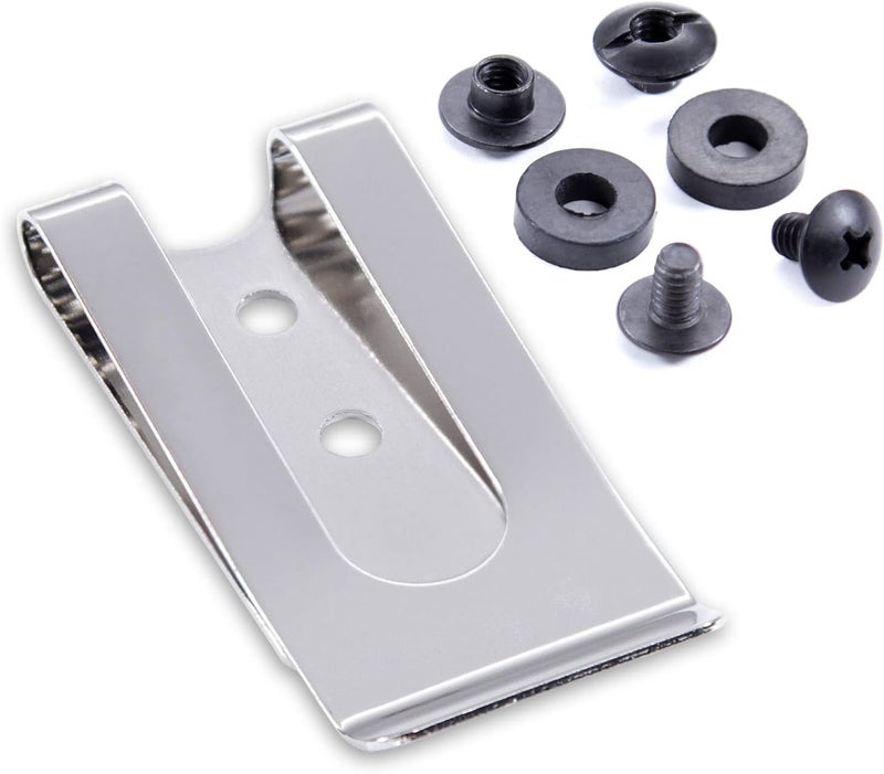 Holstex HolsterSmith Universal Metal Belt Clip - fits up to 2.0 inch Belts - Nickel & Black Finish – with Mounting Hardware - Image 1